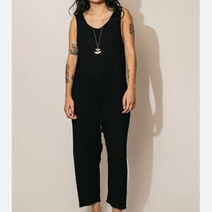 ALTAR HOUSELINE PDX | Black Jumpsuit Jumper Overalls Stretch Pull On | Size XL